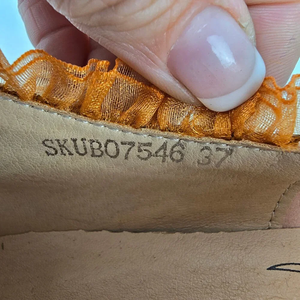 Socofy Blue & Orange Leather Ruffle Booties Size 6.5 - Picture 8 of 9